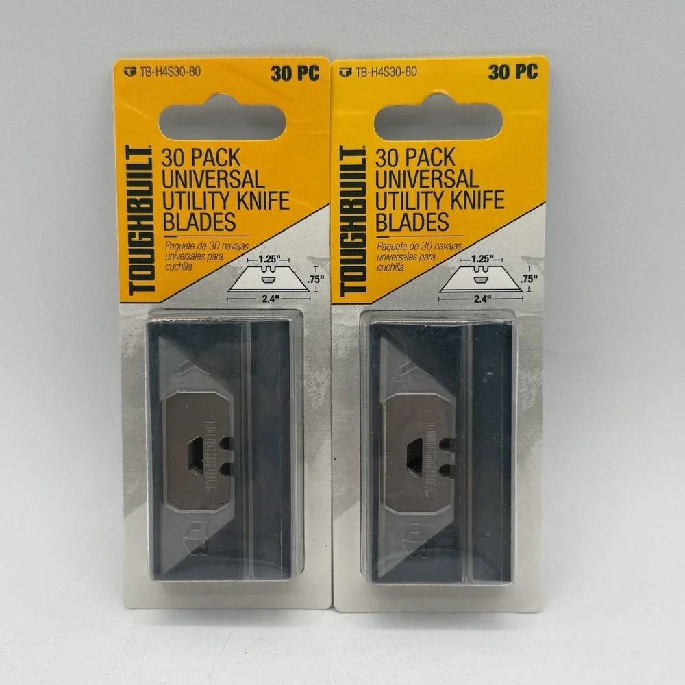 (2) NEW 30-pack ToughBuilt Universal Utility Knife Blades‎ - 60 Blades Total